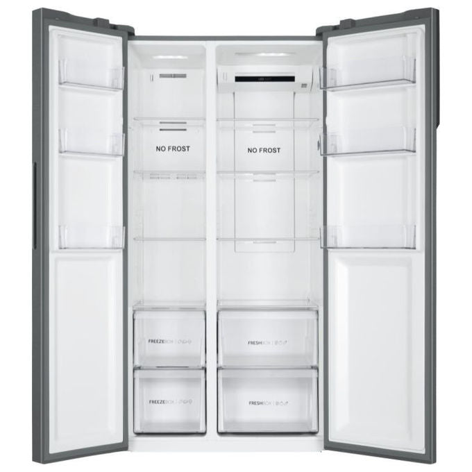 Haier HSR3918ENPG Serie 3 Frigorifero Side by Side 528 L 177 cm Classe E 38 dB No Frost Inverter Multi Air Flow colore Argento