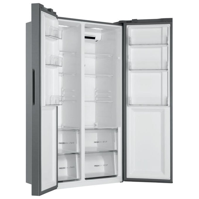 Haier HSR3918ENPG Serie 3 Frigorifero Side by Side 528 L 177 cm Classe E 38 dB No Frost Inverter Multi Air Flow colore Argento