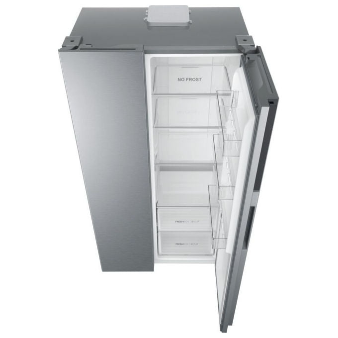 Haier HSR3918ENPG Serie 3 Frigorifero Side by Side 528 L 177 cm Classe E 38 dB No Frost Inverter Multi Air Flow colore Argento