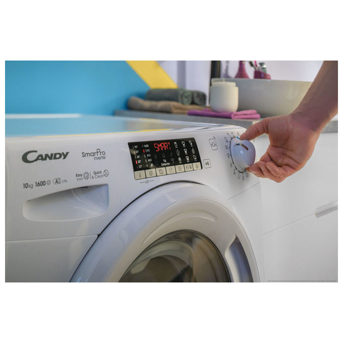 Candy CO4104TWM1S Smart Pro Inverter Lavatrice Carica Frontale 10 Kg 1400 rpm Classe A Wi-Fi Bluetooth (85x60x58 cm) colore Bianco