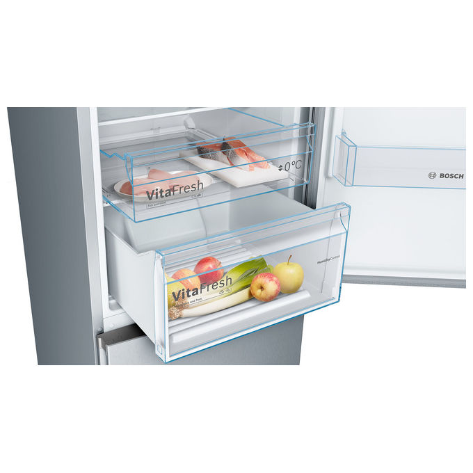 Bosch KGN392LDC Serie 4 Frigorifero Combinato 368 L 203 cm Classe D 36 dB No Frost Multi-Airflow (203x60x66 cm) colore Acciaio Inox