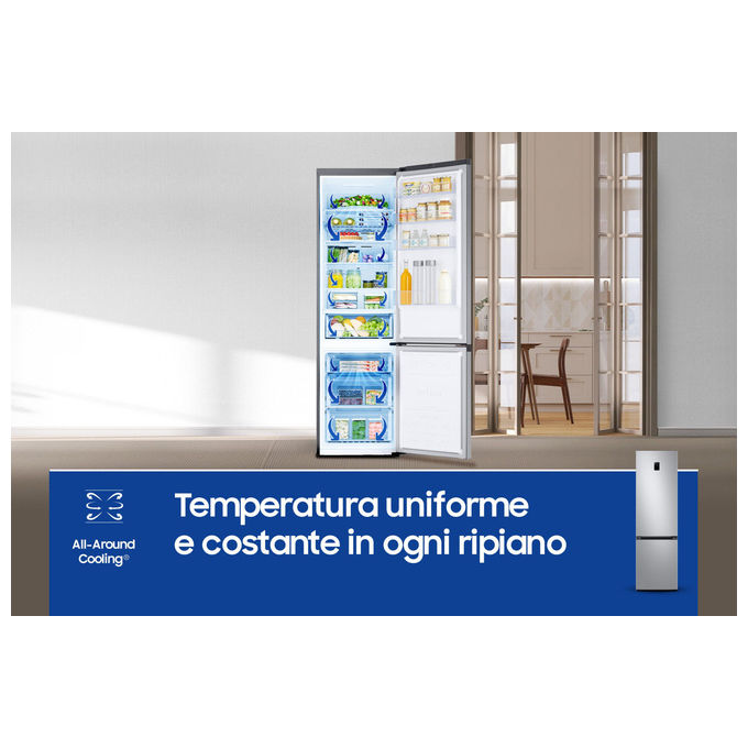 Samsung RB38C672CSA EcoFlex AI Frigorifero Combinato 390 L 203 cm Classe C 35 dB Total No Frost Wi-Fi colore Silver Inox