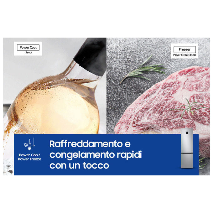 Samsung RB38C672CSA EcoFlex AI Frigorifero Combinato 390 L 203 cm Classe C 35 dB Total No Frost Wi-Fi colore Silver Inox