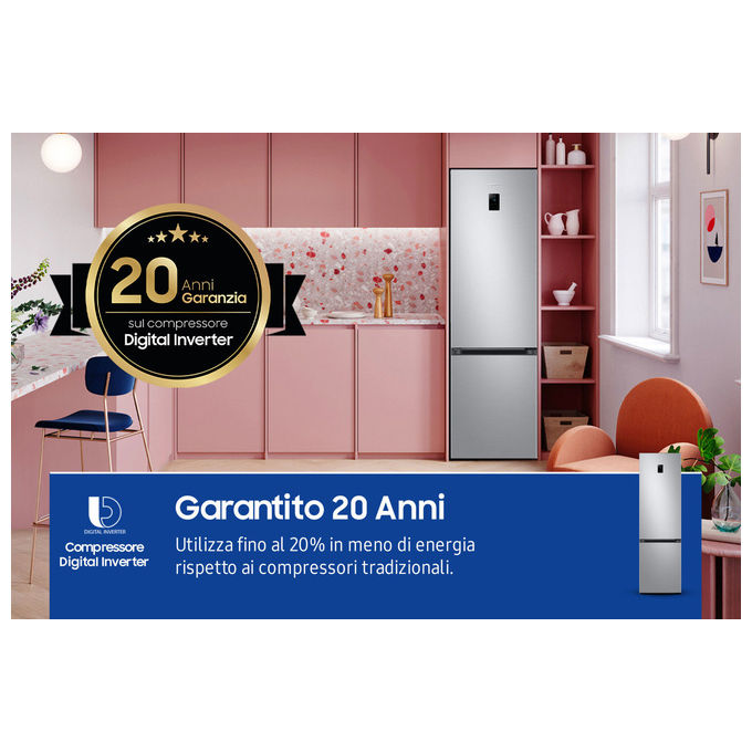 Samsung RB38C672CSA EcoFlex AI Frigorifero Combinato 390 L 203 cm Classe C 35 dB Total No Frost Wi-Fi colore Silver Inox