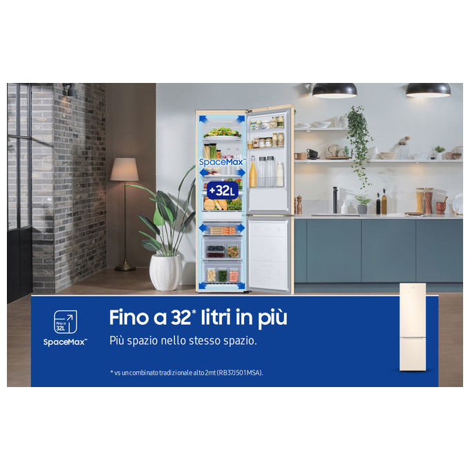 Samsung RB38C603DEL EcoFlex AI Frigorifero Combinato 390 L 203 cm Classe D 35 dB Total No Frost Wi-Fi SpaceMax colore Sabbia