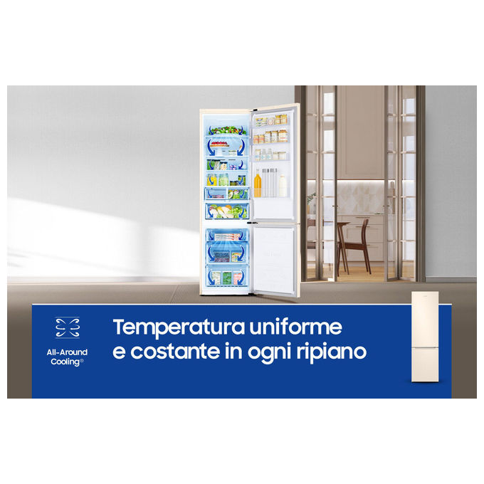 Samsung RB38C603DEL EcoFlex AI Frigorifero Combinato 390 L 203 cm Classe D 35 dB Total No Frost Wi-Fi SpaceMax colore Sabbia