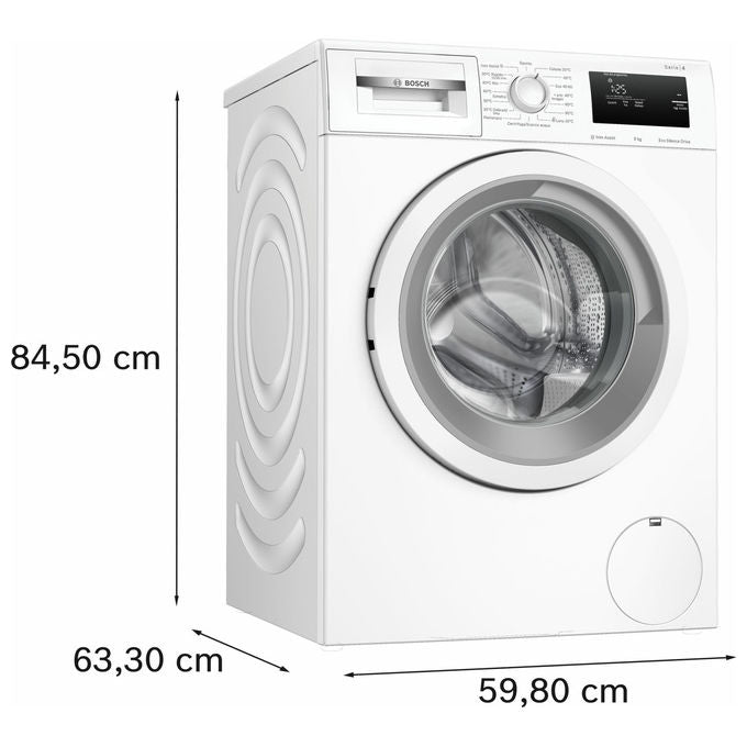 Bosch WAN24009II Serie 4 - Lavatrice a carica frontale da libera installazione 9 kg, 1200 rpm, Classe A, Iron Assist, EcoSilence Drive, ActiveWater Plus, (84,5x59,8x59,0 cm), Bianco