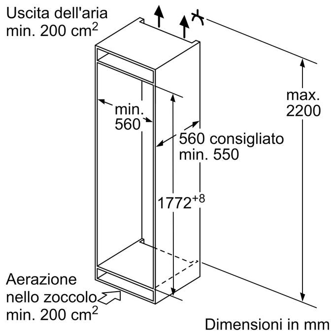 Bosch KIV865SE0 Serie 2 Frigorifero Combinato da Incasso 267 L 177,2 cm Classe E 35 dB Low Frost colore Bianco