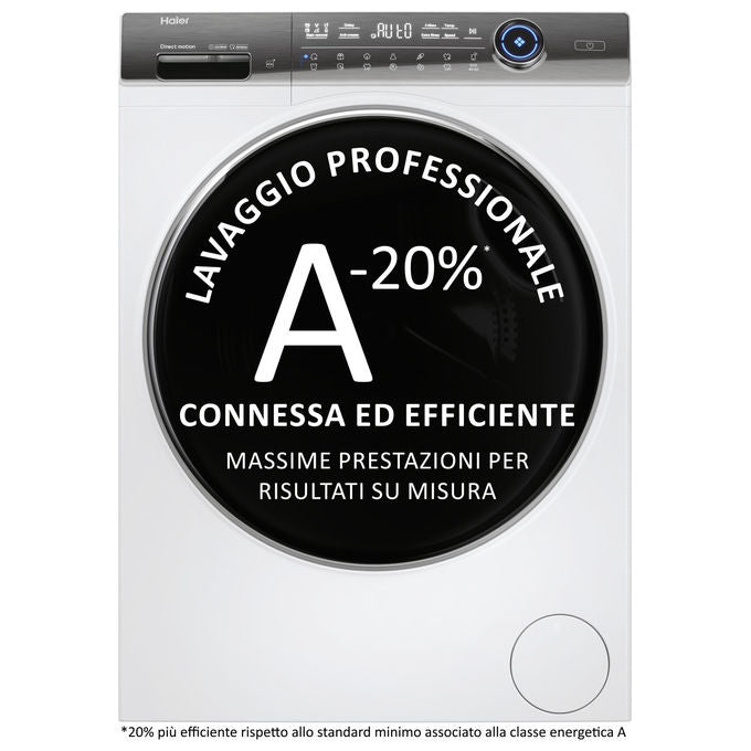 Haier HW120-B14979 - Lavatrice a Carica Frontale 12 kg, 1400 rpm, Classe Energetica A, Motore Direct Motion e Funzioni Smart hOn con Vapore (‎69 x 60 x 85 cm), Colore Bianco