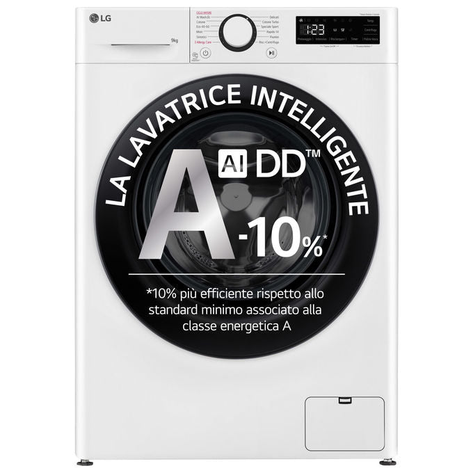 LG F2R3S09NSWB Lavatrice 9Kg AI DD Classe Energetica A-10% 1200 Giri Vapore AI Wash