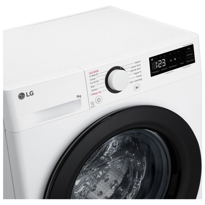LG F2R3S09NSWB Lavatrice 9Kg AI DD Classe Energetica A-10% 1200 Giri Vapore AI Wash