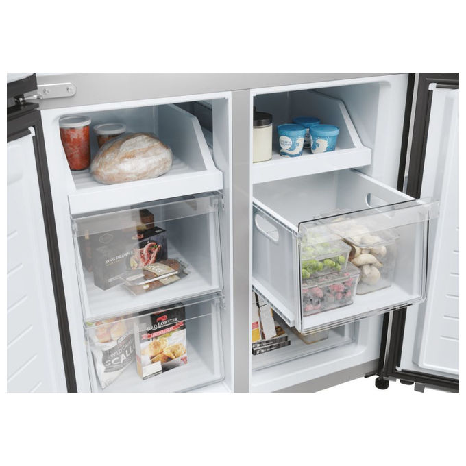 Haier HCR3818EWMM Cube 83 Frigorifero 4 Porte 463 L 181 cm Classe E 35 dB No Frost Dispenser Acqua colore Platino
