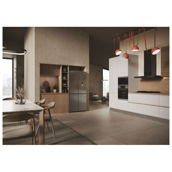 Haier HCR3818EWMM Cube 83 Frigorifero 4 Porte 463 L 181 cm Classe E 35 dB No Frost Dispenser Acqua colore Platino