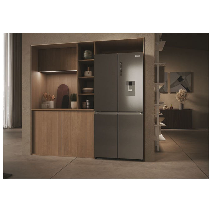 Haier HCR3818EWMM Cube 83 Frigorifero 4 Porte 463 L 181 cm Classe E 35 dB No Frost Dispenser Acqua colore Platino