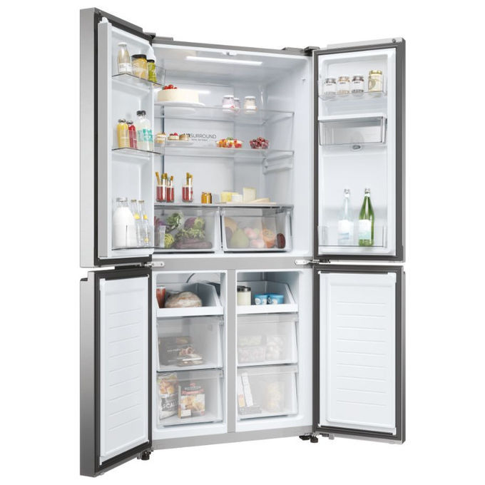 Haier HCR3818EWMM Cube 83 Frigorifero 4 Porte 463 L 181 cm Classe E 35 dB No Frost Dispenser Acqua colore Platino