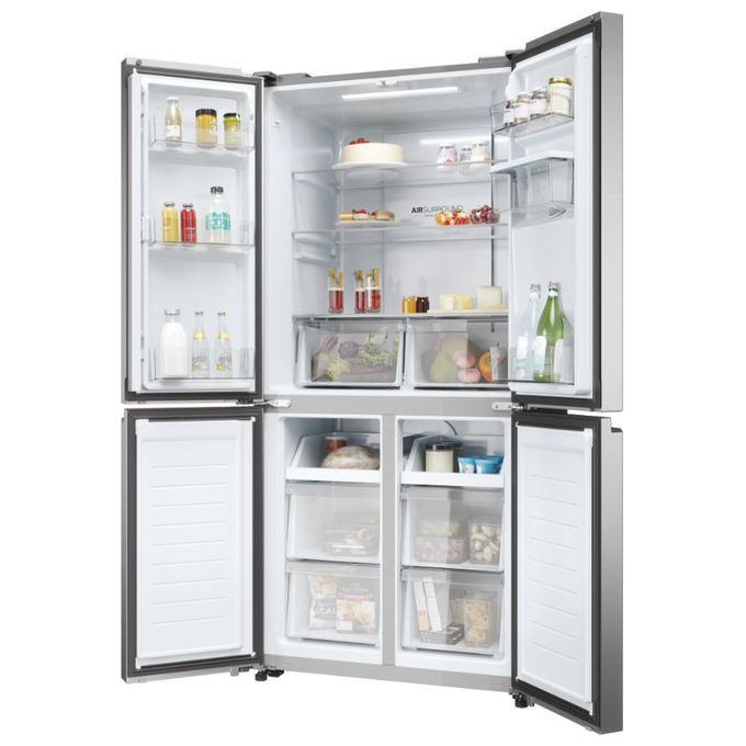 Haier HCR3818EWMM Cube 83 Frigorifero 4 Porte 463 L 181 cm Classe E 35 dB No Frost Dispenser Acqua colore Platino