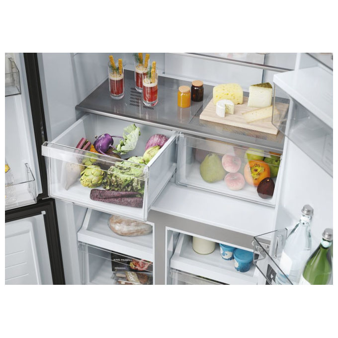 Haier HCR3818EWMM Cube 83 Frigorifero 4 Porte 463 L 181 cm Classe E 35 dB No Frost Dispenser Acqua colore Platino