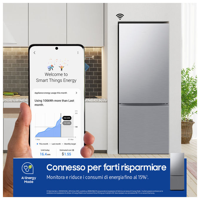 Samsung RB53DG706CS9 Frigorifero Combinato 538 L 203 cm Classe C 35 dB Total No Frost Twin Cooling Plus WiFi colore Metallico Acciaio Inossidabile