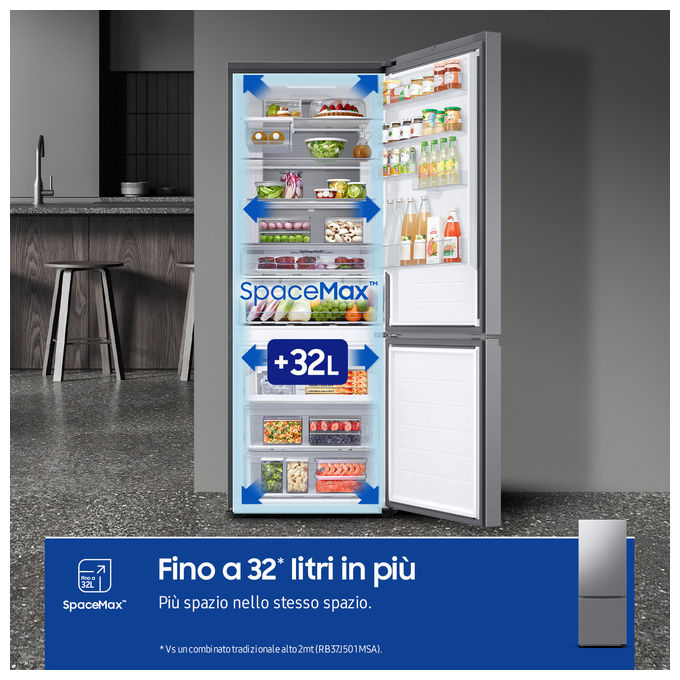Samsung RB53DG706CS9 Frigorifero Combinato 538 L 203 cm Classe C 35 dB Total No Frost Twin Cooling Plus WiFi colore Metallico Acciaio Inossidabile