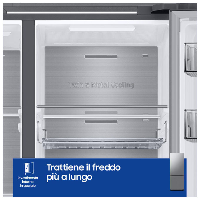 Samsung RB53DG706CS9 Frigorifero Combinato 538 L 203 cm Classe C 35 dB Total No Frost Twin Cooling Plus WiFi colore Metallico Acciaio Inossidabile