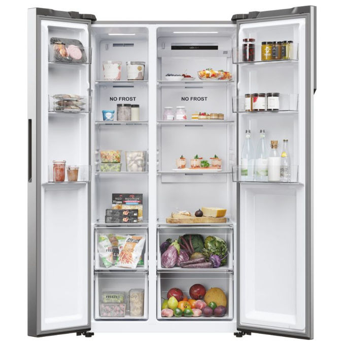 Haier HSR5918DNMP Serie 5 Frigorifero Side by Side 528 L 177,5 cm Classe D 38 dB Total No Frost Multi Airflow colore Platinum Inox