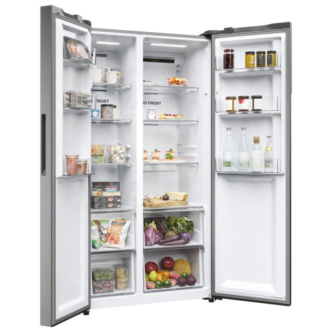 Haier HSR5918DNMP Serie 5 Frigorifero Side by Side 528 L 177,5 cm Classe D 38 dB Total No Frost Multi Airflow colore Platinum Inox