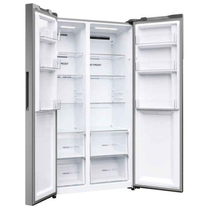 Haier HSR5918DNMP Serie 5 Frigorifero Side by Side 528 L 177,5 cm Classe D 38 dB Total No Frost Multi Airflow colore Platinum Inox