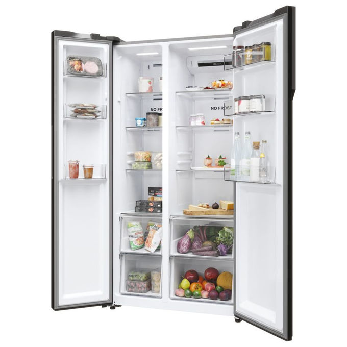 Haier HSR5918DNMP Serie 5 Frigorifero Side by Side 528 L 177,5 cm Classe D 38 dB Total No Frost Multi Airflow colore Platinum Inox