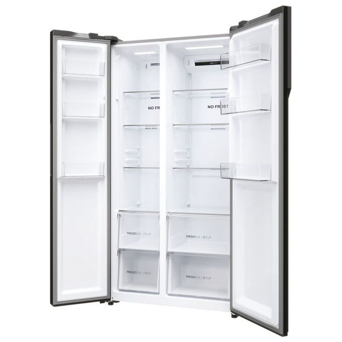 Haier HSR5918DNMP Serie 5 Frigorifero Side by Side 528 L 177,5 cm Classe D 38 dB Total No Frost Multi Airflow colore Platinum Inox