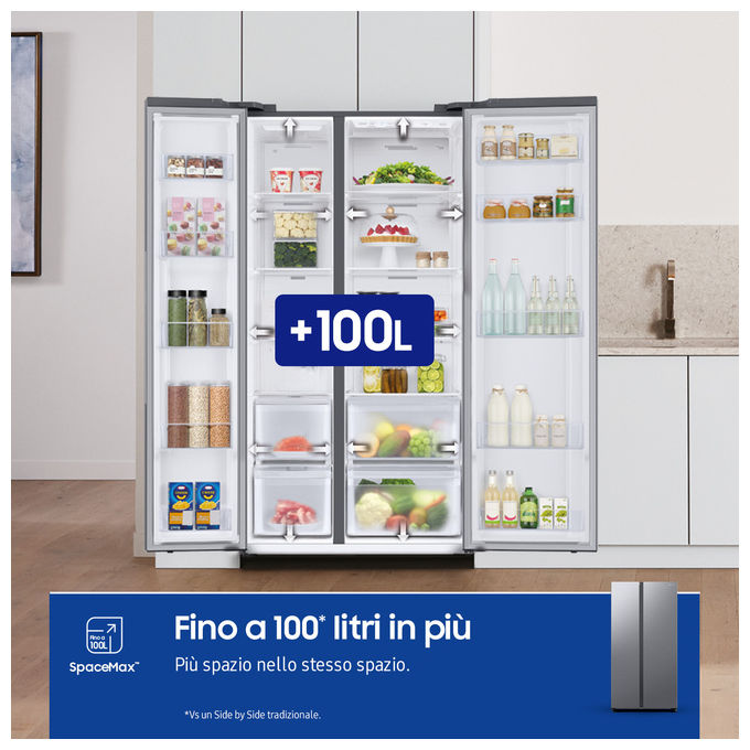 Samsung RS62DG5003S9 Frigorifero Americano Side by Side 655 L 178 cm Classe E 37 dB Total No Frost Wi-Fi SpaceMax (178x91x72 cm) colore Acciaio Inox