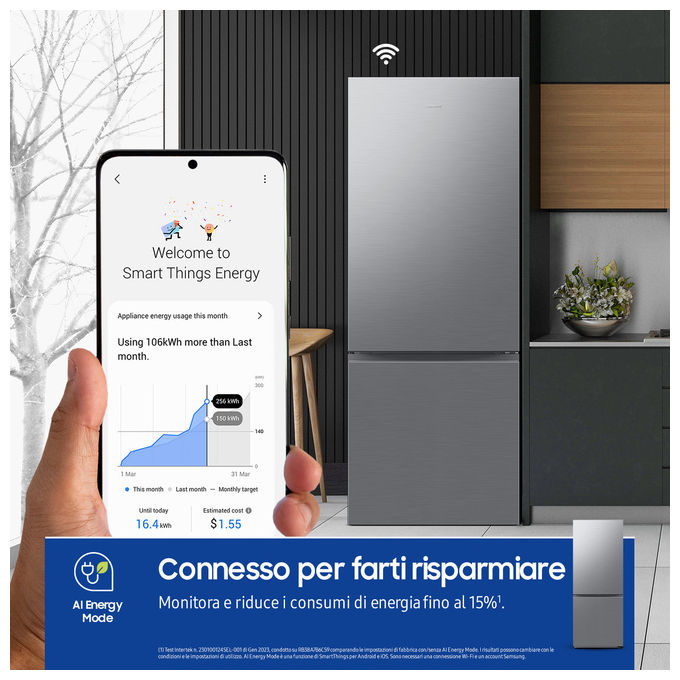 Samsung RB50DG602ES9 F1rst75 Frigorifero Combinato 508 L 192 cm Classe E 35 dB Total No Frost Wi-Fi SpaceMax colore Acciaio Inox