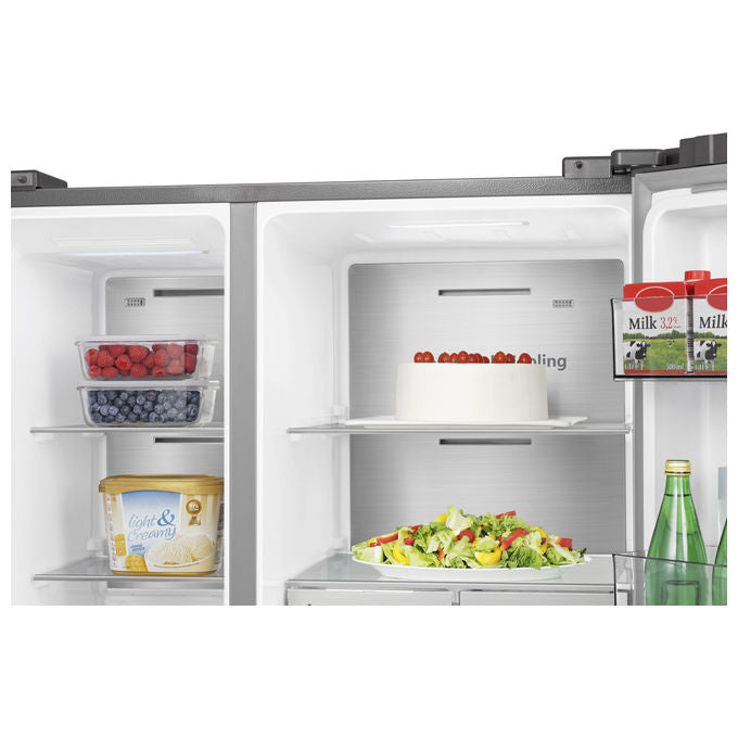 Hisense RS818N4TIE Frigorifero Side by Side 632 L 179 cm Classe E 38 dB Total No Frost WiFi Dispenser Acqua e Ghiaccio colore Acciaio Inox