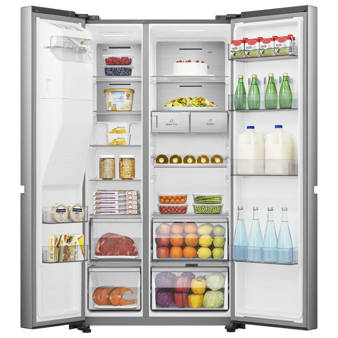Hisense RS818N4TIE Frigorifero Side by Side 632 L 179 cm Classe E 38 dB Total No Frost WiFi Dispenser Acqua e Ghiaccio colore Acciaio Inox