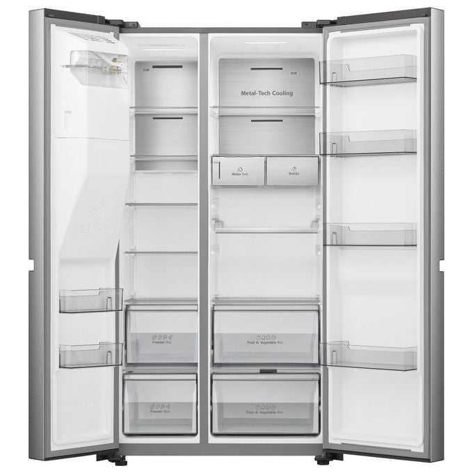 Hisense RS818N4TIE Frigorifero Side by Side 632 L 179 cm Classe E 38 dB Total No Frost WiFi Dispenser Acqua e Ghiaccio colore Acciaio Inox
