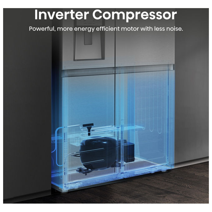 Hisense RS818N4TIE Frigorifero Side by Side 632 L 179 cm Classe E 38 dB Total No Frost WiFi Dispenser Acqua e Ghiaccio colore Acciaio Inox