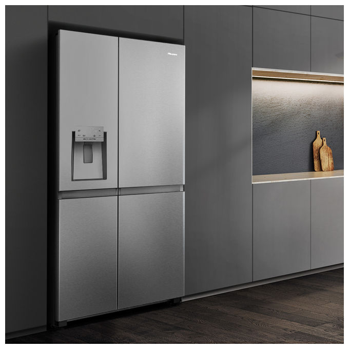 Hisense RS818N4TIE Frigorifero Side by Side 632 L 179 cm Classe E 38 dB Total No Frost WiFi Dispenser Acqua e Ghiaccio colore Acciaio Inox