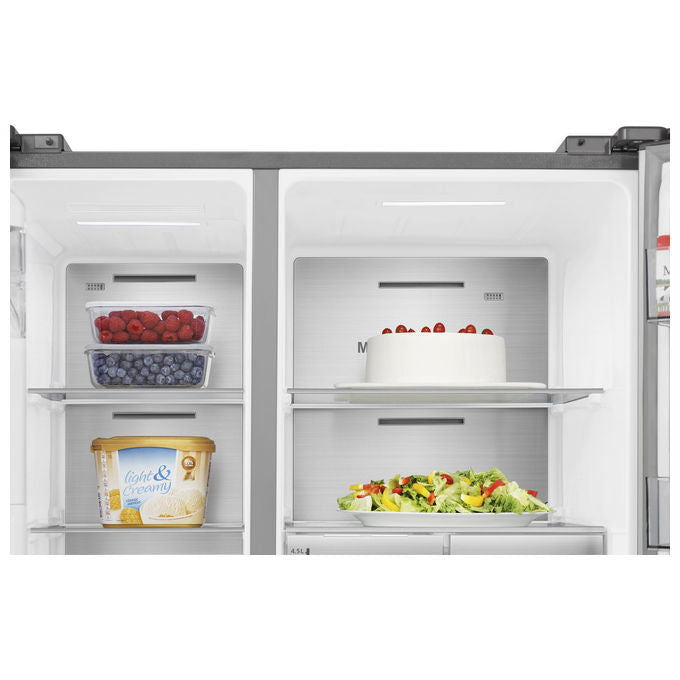 Hisense RS818N4TIE Frigorifero Side by Side 632 L 179 cm Classe E 38 dB Total No Frost WiFi Dispenser Acqua e Ghiaccio colore Acciaio Inox