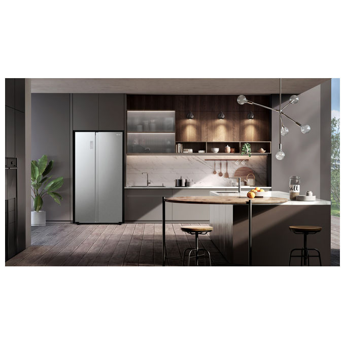 Hisense RS711N4ACE Frigorifero Side by Side 550 L 178,6 cm Classe E 38 dB Total No Frost Inverter (178,6x91x64,3 cm) colore Inox