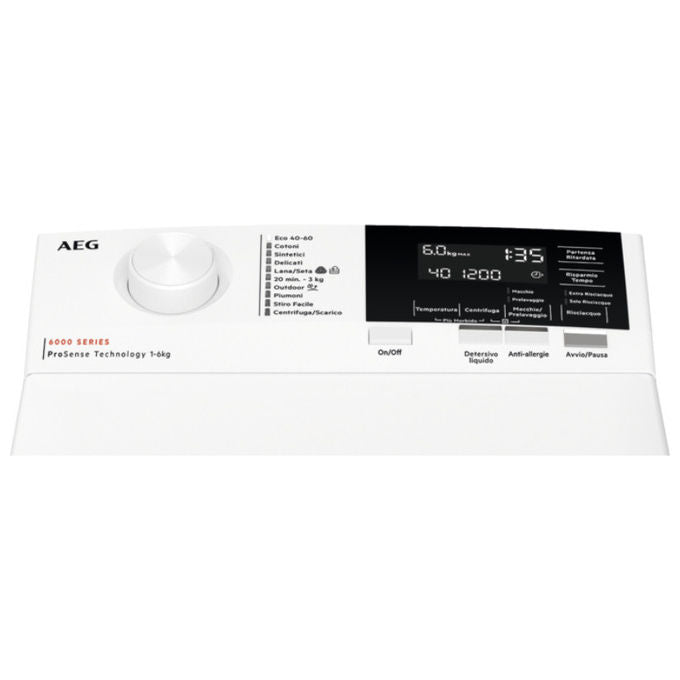 AEG LTR6G26A Serie 6000 Lavatrice Carica Alto 6 Kg 1200 rpm Classe A ProSense Motore Inverter (90x40x60 cm) colore Bianco