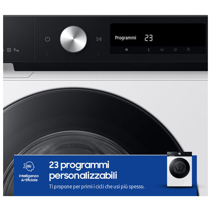 Samsung WW90DB7U94GEU3 BESPOKE AI Lavatrice Carica Frontale 9 Kg 1400 rpm Classe A Wi-Fi Ecodosatore Vapore (85x60x60 cm) colore Bianco