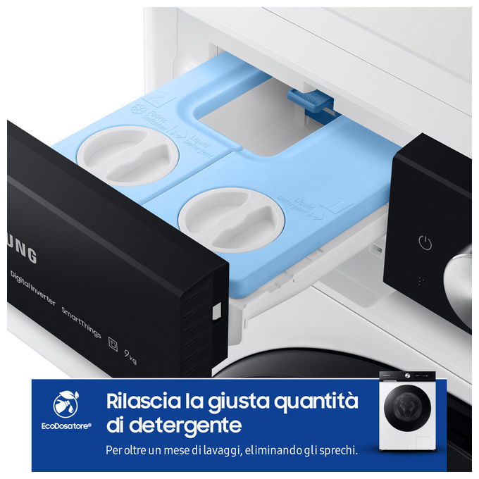 Samsung WW90DB7U94GEU3 BESPOKE AI Lavatrice Carica Frontale 9 Kg 1400 rpm Classe A Wi-Fi Ecodosatore Vapore (85x60x60 cm) colore Bianco