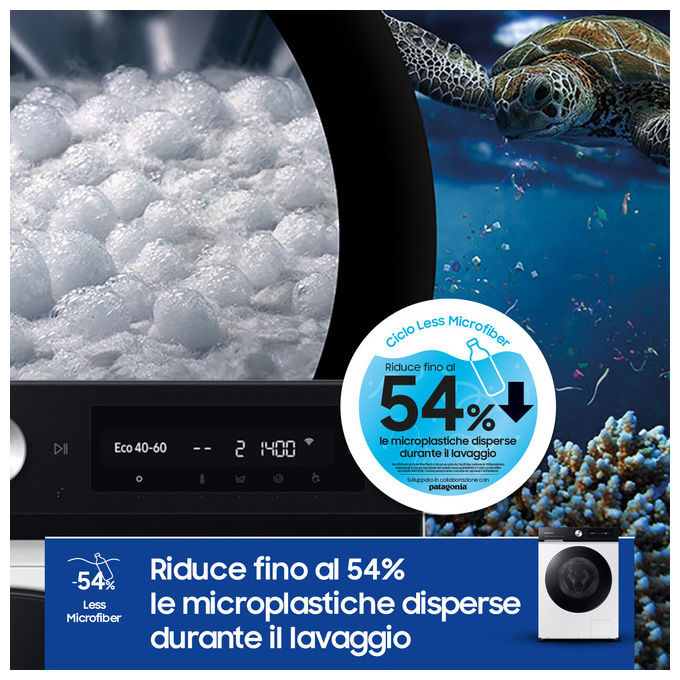 Samsung WW90DB7U94GEU3 BESPOKE AI Lavatrice Carica Frontale 9 Kg 1400 rpm Classe A Wi-Fi Ecodosatore Vapore (85x60x60 cm) colore Bianco
