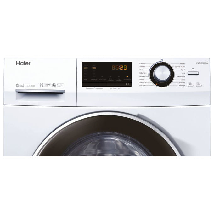 Haier HW70B12636N Serie 636 Lavatrice Carica Frontale Slim 7 kg Classe energetica A+++ Trattamento ABT Partenza Differita  Centrifuga 1200 giri Motore Direct Motion