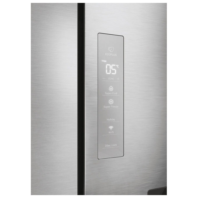 Haier HCW58F18EWMP Cube 83 Frigorifero Americano 507 L 178 cm Classe E 38 dB No Frost Wi-Fi Dispenser Acqua colore Platino Inox