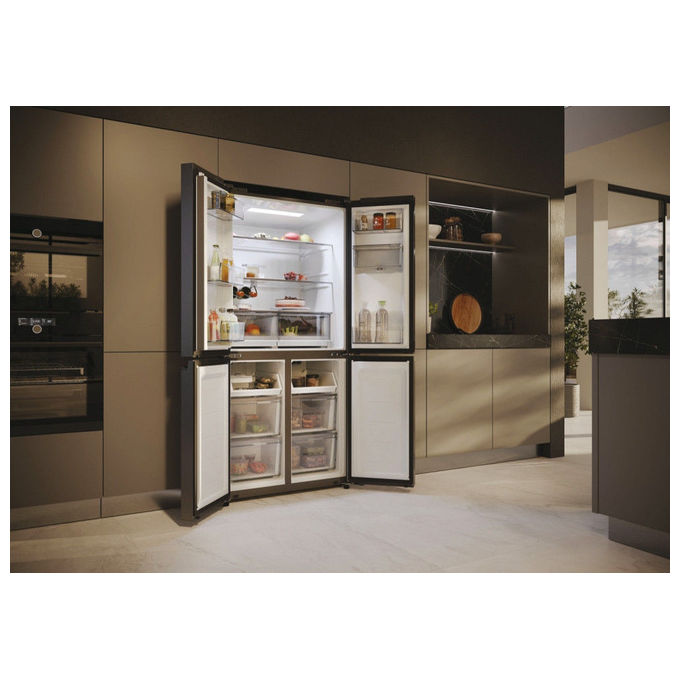 Haier HCW58F18EWMP Cube 83 Frigorifero Americano 507 L 178 cm Classe E 38 dB No Frost Wi-Fi Dispenser Acqua colore Platino Inox