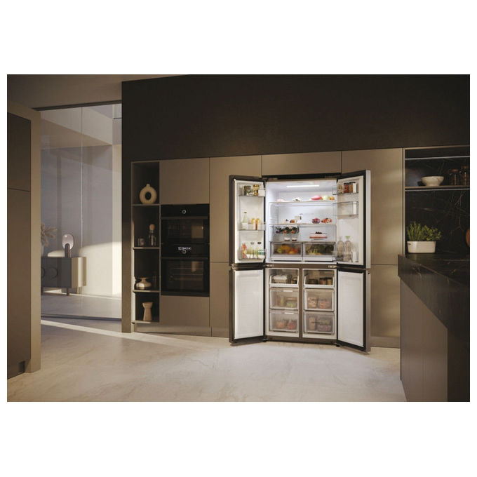 Haier HCW58F18EWMP Cube 83 Frigorifero Americano 507 L 178 cm Classe E 38 dB No Frost Wi-Fi Dispenser Acqua colore Platino Inox