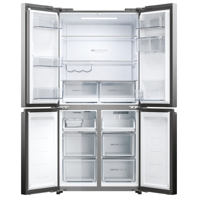 Haier HCW58F18EWMP Cube 83 Frigorifero Americano 507 L 178 cm Classe E 38 dB No Frost Wi-Fi Dispenser Acqua colore Platino Inox