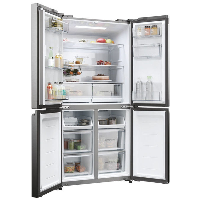 Haier HCW58F18EWMP Cube 83 Frigorifero Americano 507 L 178 cm Classe E 38 dB No Frost Wi-Fi Dispenser Acqua colore Platino Inox