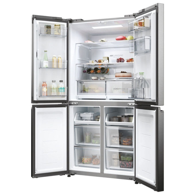 Haier HCW58F18EWMP Cube 83 Frigorifero Americano 507 L 178 cm Classe E 38 dB No Frost Wi-Fi Dispenser Acqua colore Platino Inox
