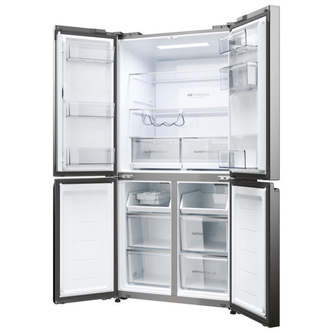Haier HCW58F18EWMP Cube 83 Frigorifero Americano 507 L 178 cm Classe E 38 dB No Frost Wi-Fi Dispenser Acqua colore Platino Inox